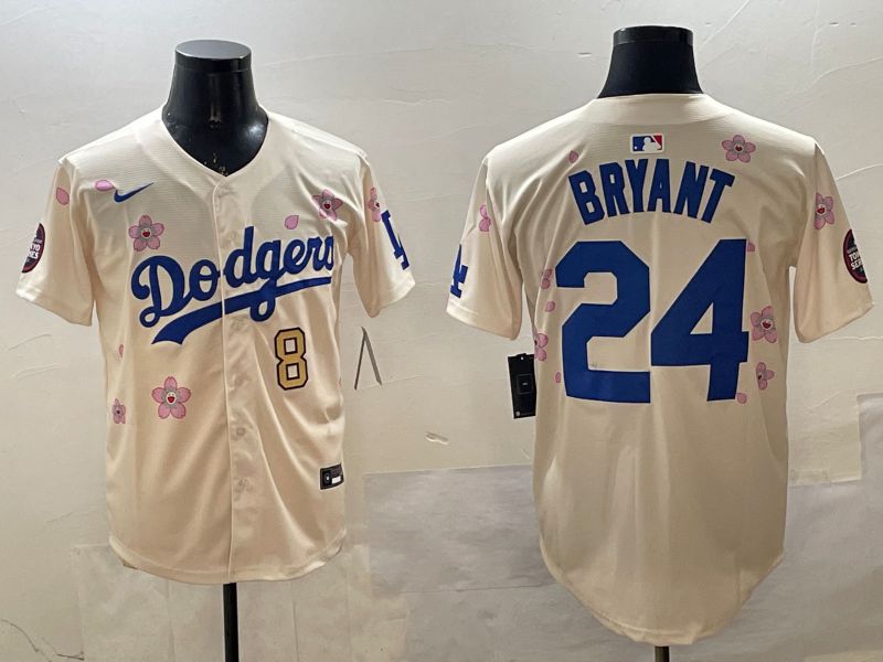 Men Los Angeles Dodgers #24 Bryant Cream Sakura Edition 2025 Nike MLB Jersey style 9
